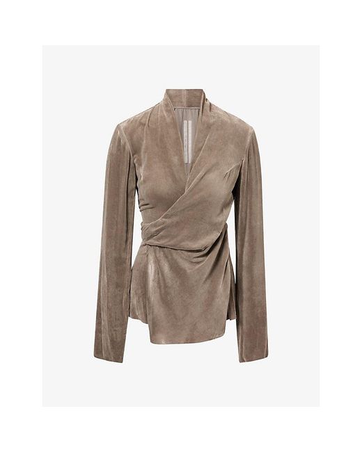 Rick Owens Brown Laura Wrap Velvet Top