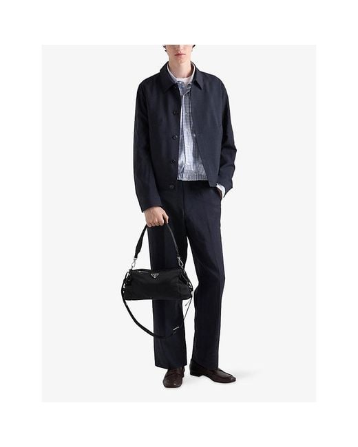 Prada Black Explore Re-Nylon Woven Belt Bag for men
