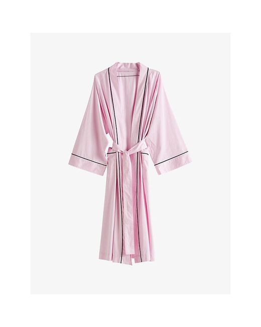 Hay Pink Outline Shawl-lapel Cotton Robe for men