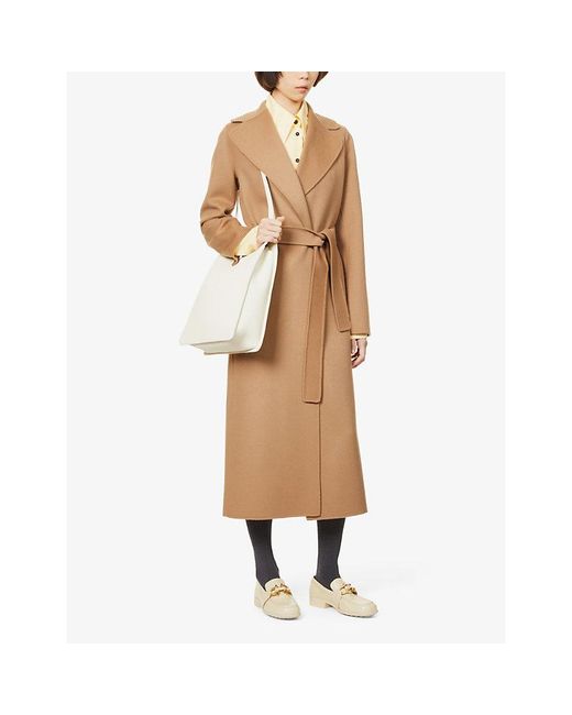 Max Mara Natural Poldo Wrap-Over Wool Coat
