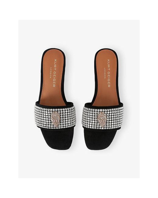 Kurt Geiger White Kensington Woven Flat Sandals