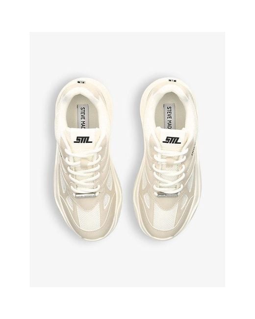 Steve Madden Natural Aventura Logo-print Knitted Low-top Trainers