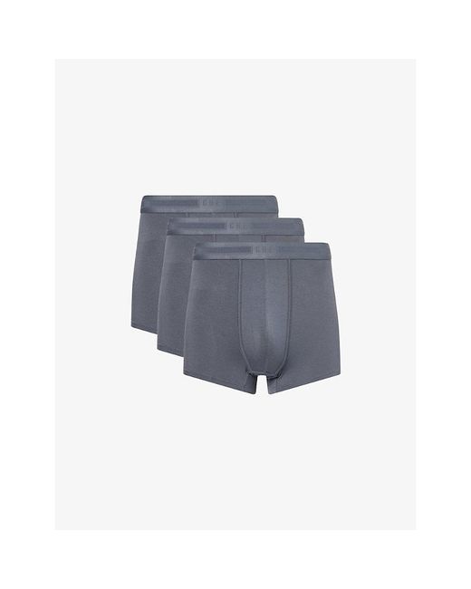 CHE Gray Branded Mid-Rise Pack Of Three Stretch-Woven Trunks for men