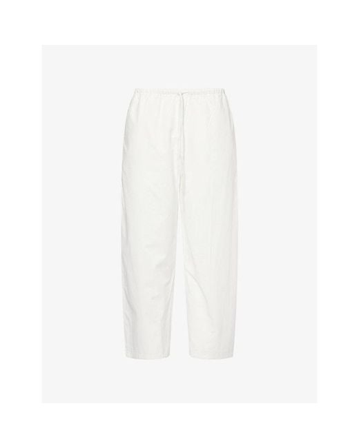Dissh White Zahara Cotton-Poplin Trousers