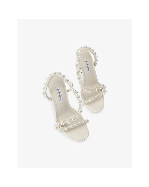 Steve Madden White Nylie Faux-Pearl Embellished Heeled Sandals