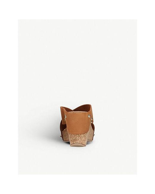 Carvela Kurt Geiger Brown Sooty Suede And Cork Wedge Sandals