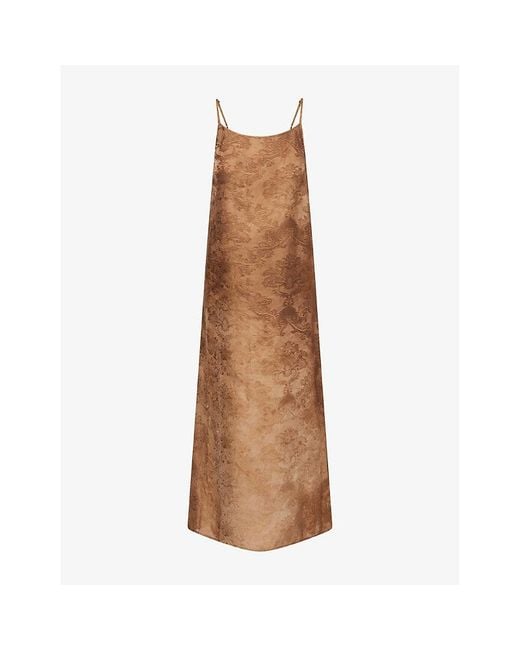 Uma Wang Brown Anaya Printed Woven Midi Dress