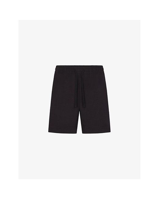 Skims Black Soft-Knit Relaxed-Fit Cotton-Blend Jersey Shorts for men
