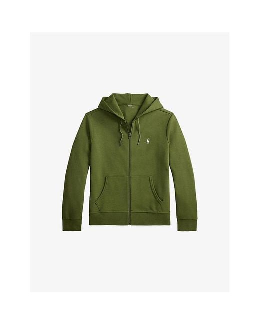 Polo Ralph Lauren Green Logo-Embroidered Double-Knit Cotton-Blend Hoody for men