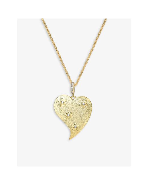Celeste Starre Metallic Twinkle Heart 18ct -plated Brass And Zirconia Pendant Necklace