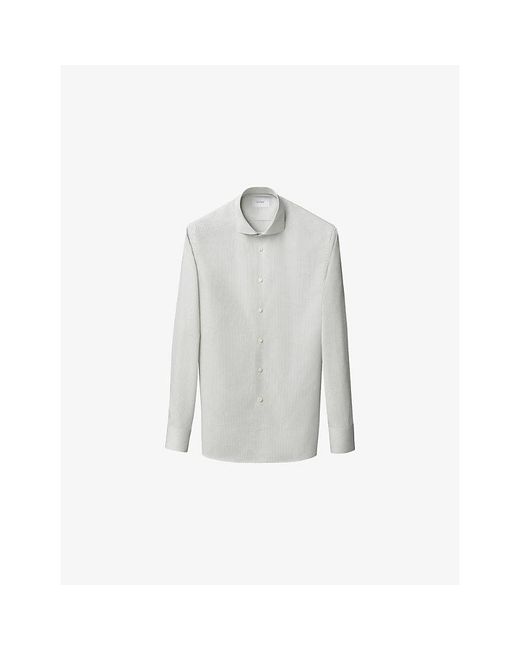 Eton of Sweden Gray Striped Slim-Fit Cotton-Twill Shirt for men