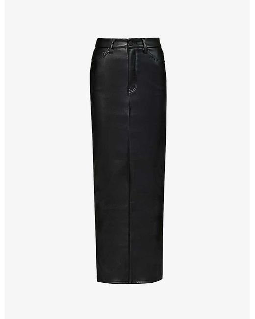 GOOD AMERICAN Black Uniform Slim-fit Faux-leather Maxi Skirt