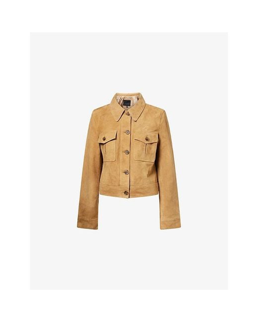 PAIGE Natural Feyd Flap-Pocket Leather Jacket