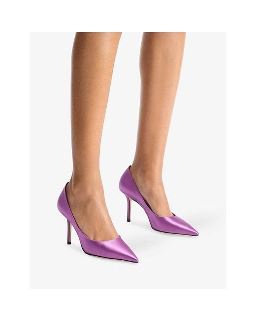 Jimmy Choo Purple Love 85 Satin Pumps