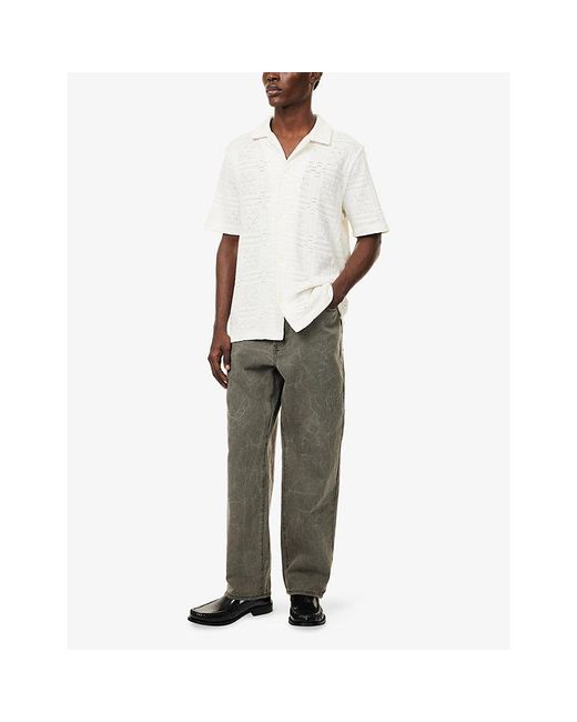 Les Deux White Hector Short-Sleeve Cotton-Blend Shirt for men