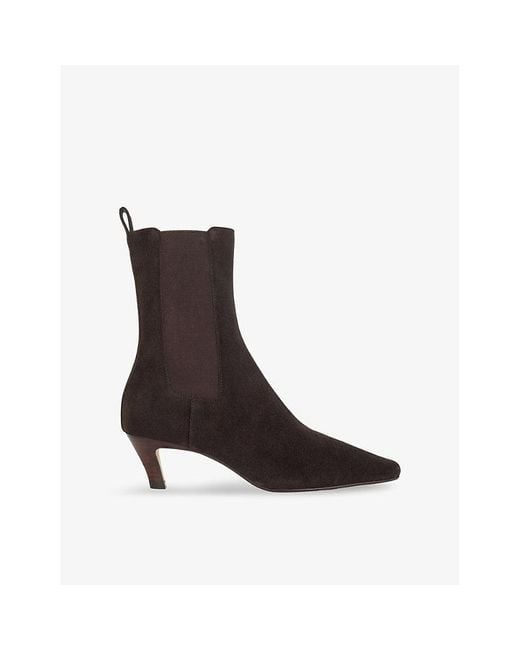 Dune Brown Odele Wide-Fit Suede Heeled Ankle Boots
