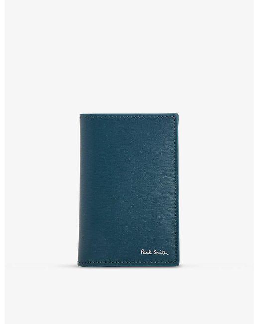 Paul Smith Blue Brand-foiled Leather Card Holder for men