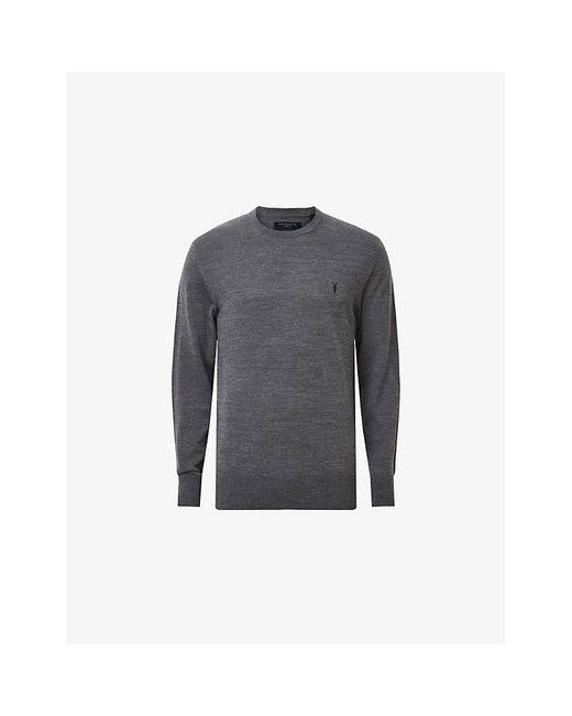 AllSaints Gray Mode Merino Marl-Pattern Wool Crew Jumper for men