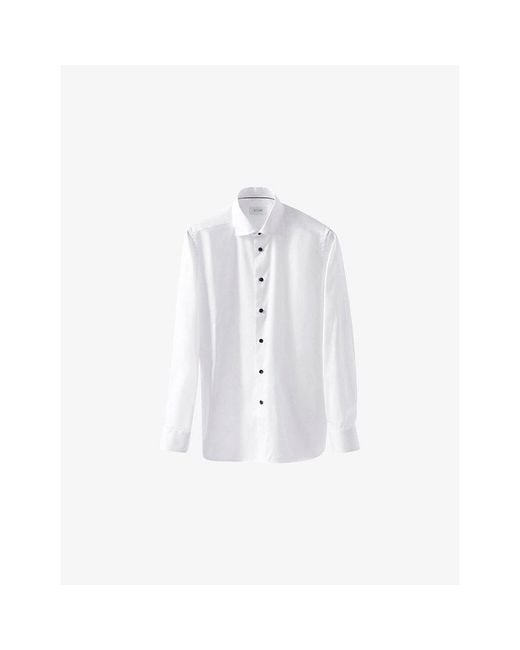 Eton of Sweden White Solid Signature Contemporary-Fit Cotton Twill Shirt for men