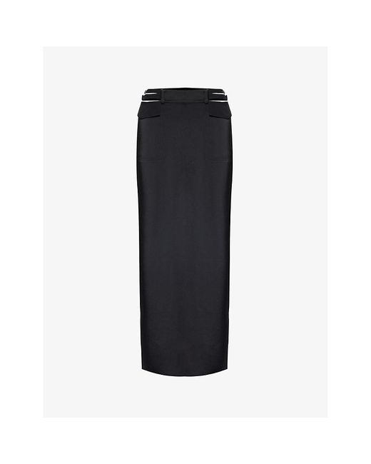 Dion Lee Black Pocket Woven Midi Skirt