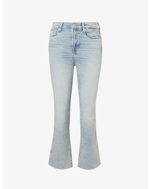 7 For All Mankind Blue Hw Slim-fit Kick-flare Low-rise Stretch-cotton Jeans