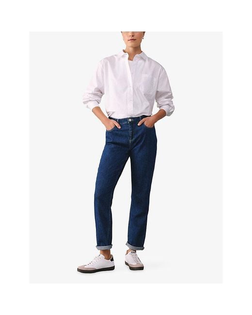 The White Company Blue Brompton Slim-Leg Mid-Rise Stretch-Denim Jeans
