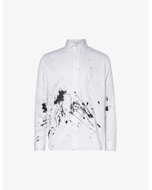 GALLERY DEPT. White Collins Paint-splattered Relaxed-fit Cotton-poplin Shirt for men