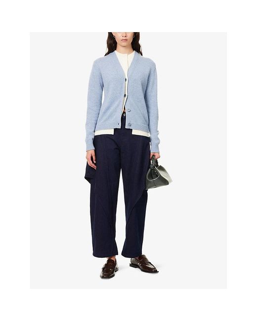 J.W. Anderson Blue Layered Wool-And-Cashmere Knit Cardigan