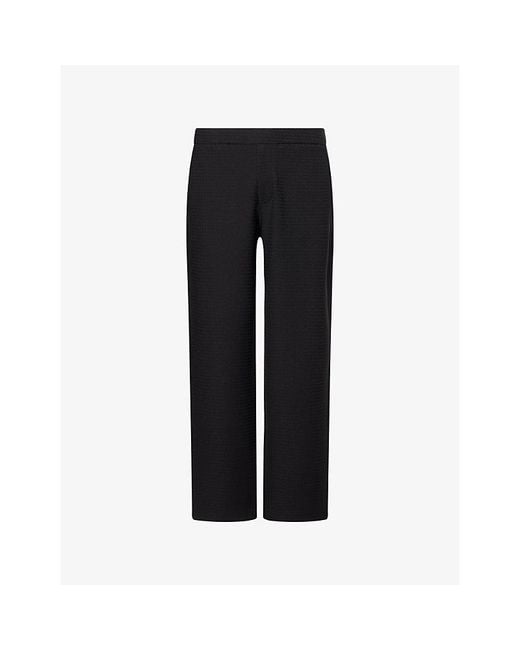 Emporio Armani Black Jacquard Relaxed-Fit Woven Track Bottoms for men