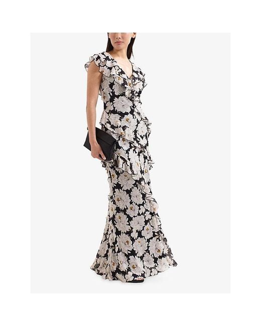 Phase Eight White Eva Flora-Print Woven Maxi Dress