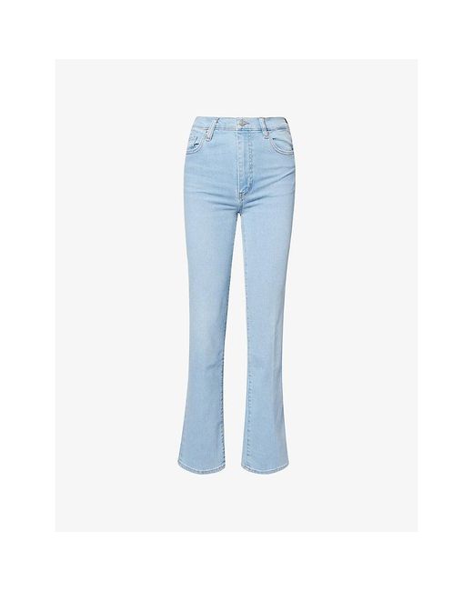 FRAME Blue Le Sleek Straight-Leg High-Rise Stretch-Denim Jeans
