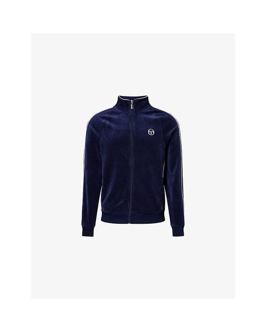 Sergio Tacchini Blue Tasso Logo-Embroidered Velour Track Top for men