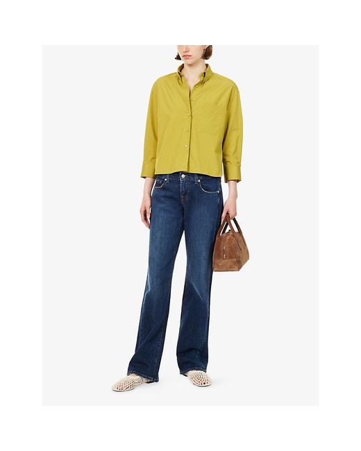 7 For All Mankind Blue Low-Rise Straight-Leg Denim Jeans