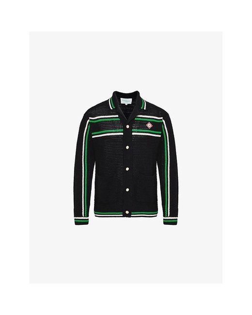 Casablancabrand Black Tennis Cotton Knitted Jacket for men