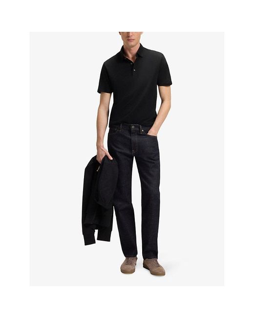 Boss Black Beckham X Regular-Fit Short-Sleeve Cotton And Silk-Blend Polo for men
