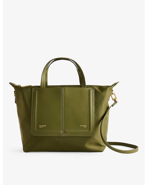 Ted Baker Green Voyena Logo-embossed Faux-leather Tote Bag