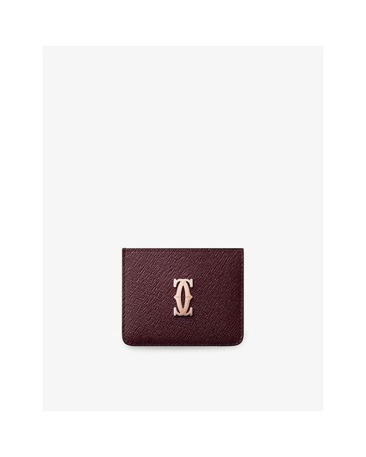 Cartier Purple C De Simple Leather Card Holder