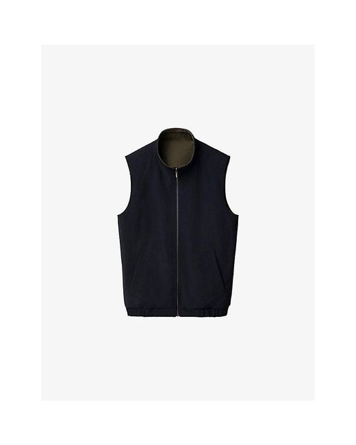 Eton of Sweden Blue Reversible Zip-Up Stretch Wool-Blend Gilet for men