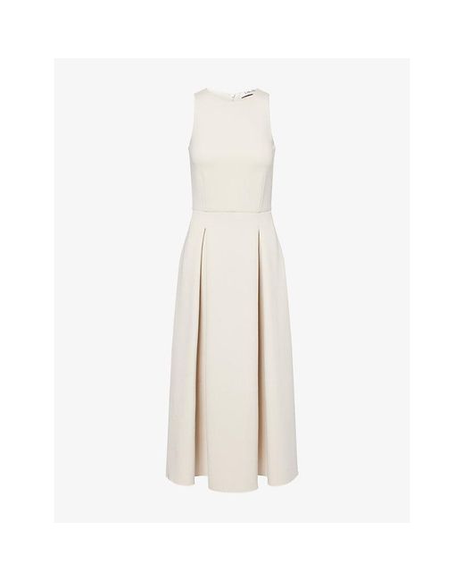 Max Mara White Sleeveless Box-Pleat Cotton-Jersey Midi Dress