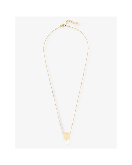 Givenchy White Logo-engraved Pearl-embellished Brass Pendant Necklace
