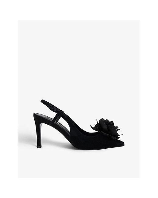 Dune Corsageembellished Suede Slingback Heeled Courts in Black Lyst