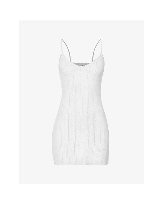 Cou Cou Intimates White Pointelle Sleeveless Organic-Cotton Mini Dress
