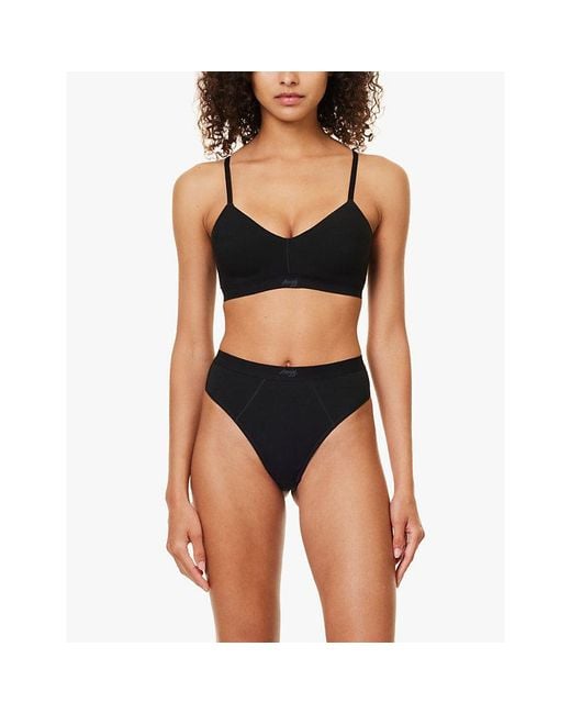 Sloggi Black Ever Ease Padded Non-Wired Cotton-Blend Bra