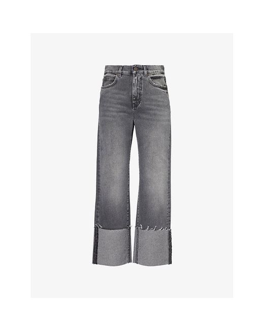 ME+EM Gray Washed Authentic Relaxed-Fit Turn-Up Denim Jeans