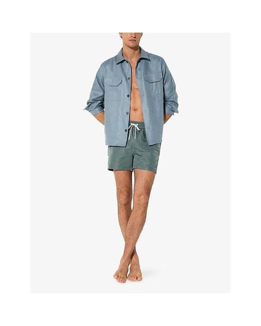 Reiss Green Breeze Pipe-Detail Woven Swim Shorts for men