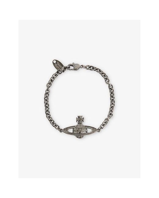 Vivienne Westwood Metallic Mini Bas Relief Chain-Link Brass And Cubic Zirconia Bracelet for men
