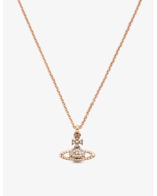 Vivienne Westwood Metallic Mayfair Bas Relief Rose Gold And Rhodium-plated Brass And Crystal Pendant Necklace