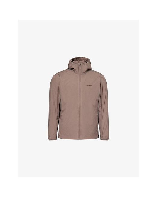 Salomon Brown Mountain Flex Hooded Woven Jacket for men