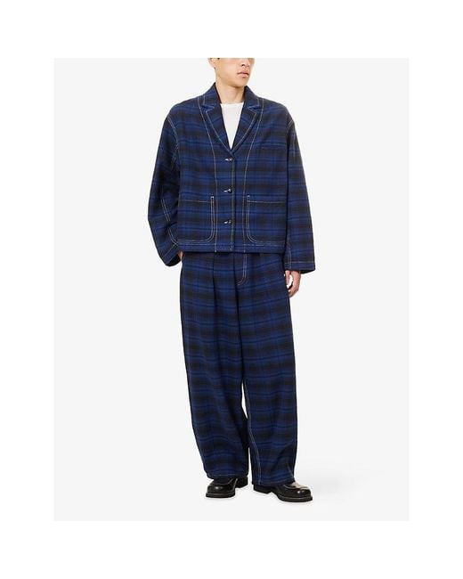 STORY mfg. Blue Cove Check Cotton Jacket for men
