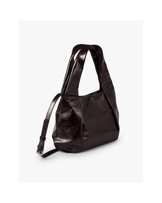 Sandro Black Detachable-Strap Leather Shoulder Bag